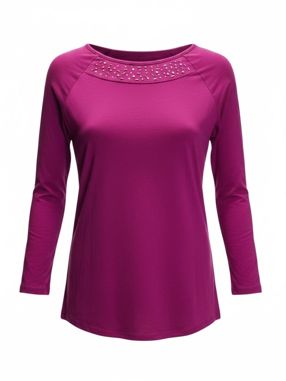 2 for $10 Xhilaration EUC Long Sleeve Scoop Neck Top with Stud Detail - Magenta